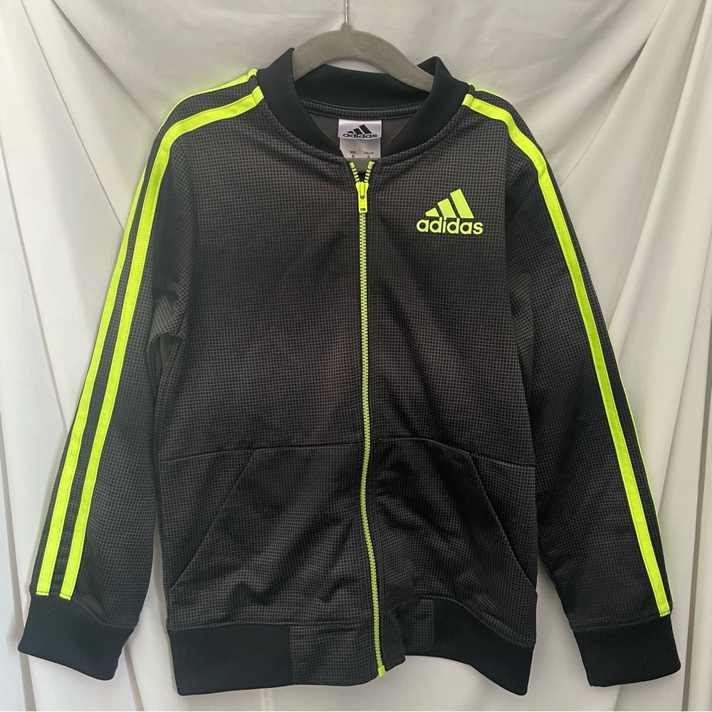 Adidas Kids Black/Neon Yellow Zip Up